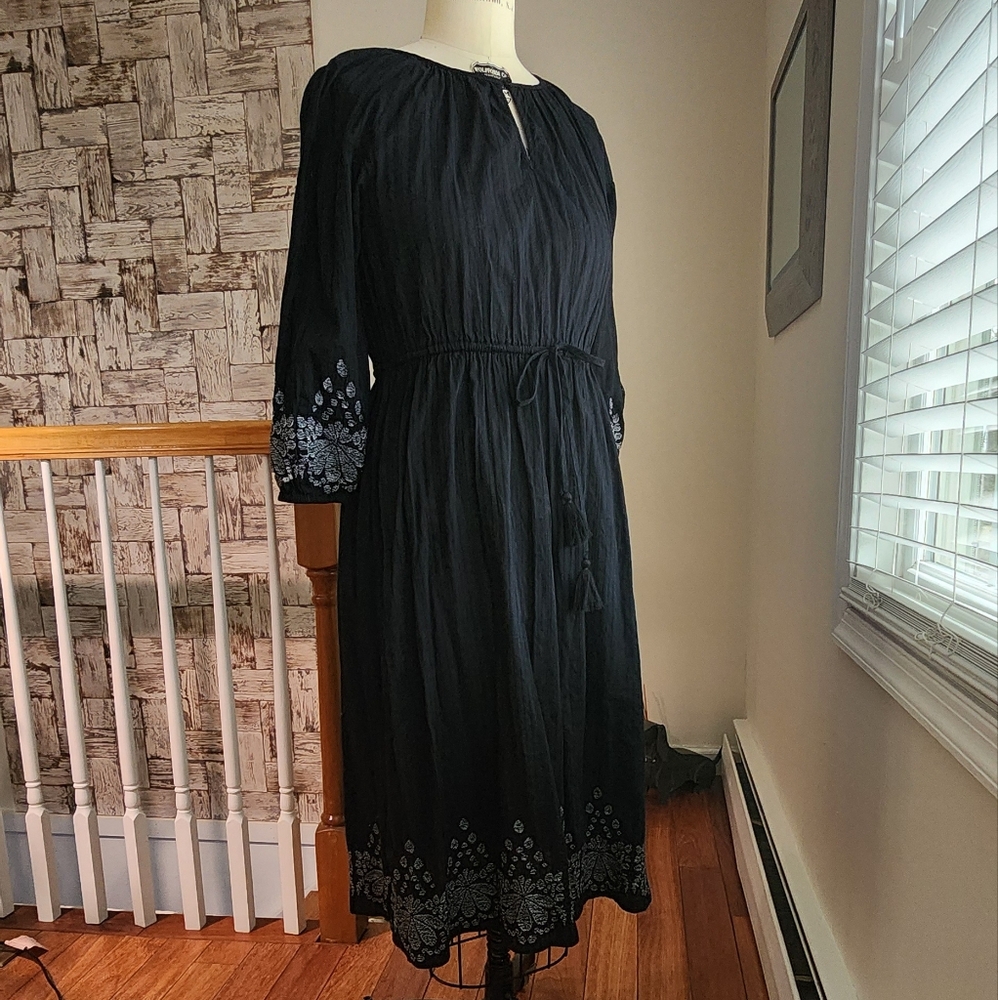 LOFT Beach Embroided Blouson Midi Dress Size XS